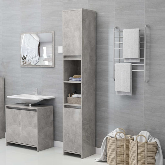 vidaXL 4 Piece Bathroom Furniture Set Concrete Grey Engineered Wood